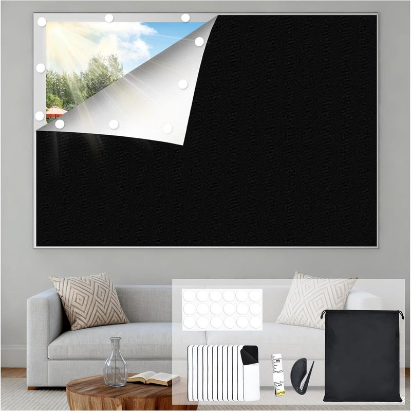 DGDUBRB Blackout Curtains for Bedroom, Portable Blackout Window Cover Black Out Shades Blinds No Drill Cuttable Black Out Curtains, for Sloped Roof Windows, Children's Room, Bedroom, Media Room, 39x57 Inch - Image 1